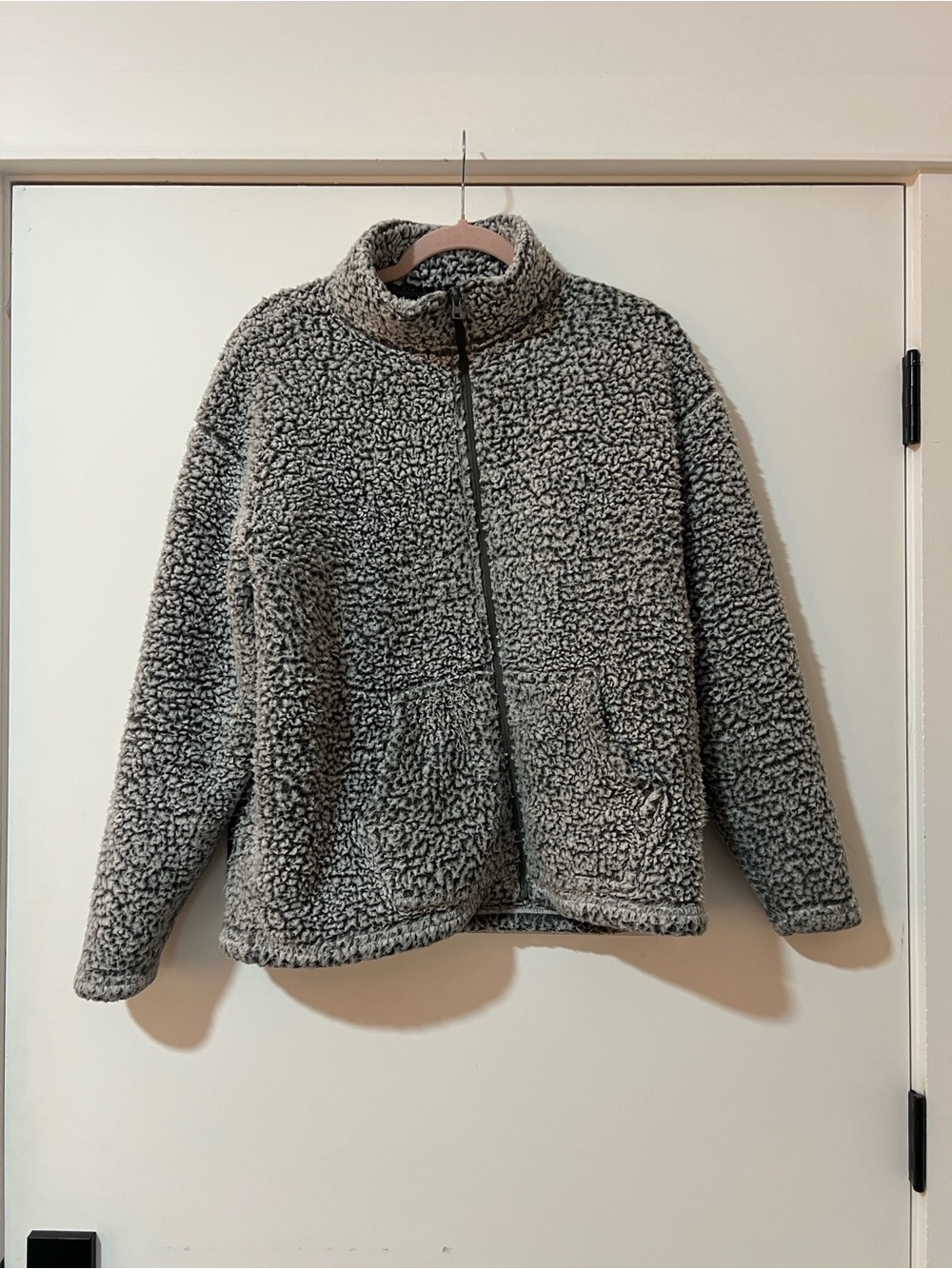 Eddie Bauer Gray Plush Sherpa Fleece Jacket Oversized L/XL